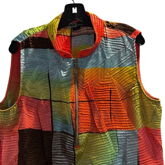 Jamie Sadock Neon Radiance Artsy Crinkled Silky Golf Activewear Vest Top XL - Picture 10 of 10
